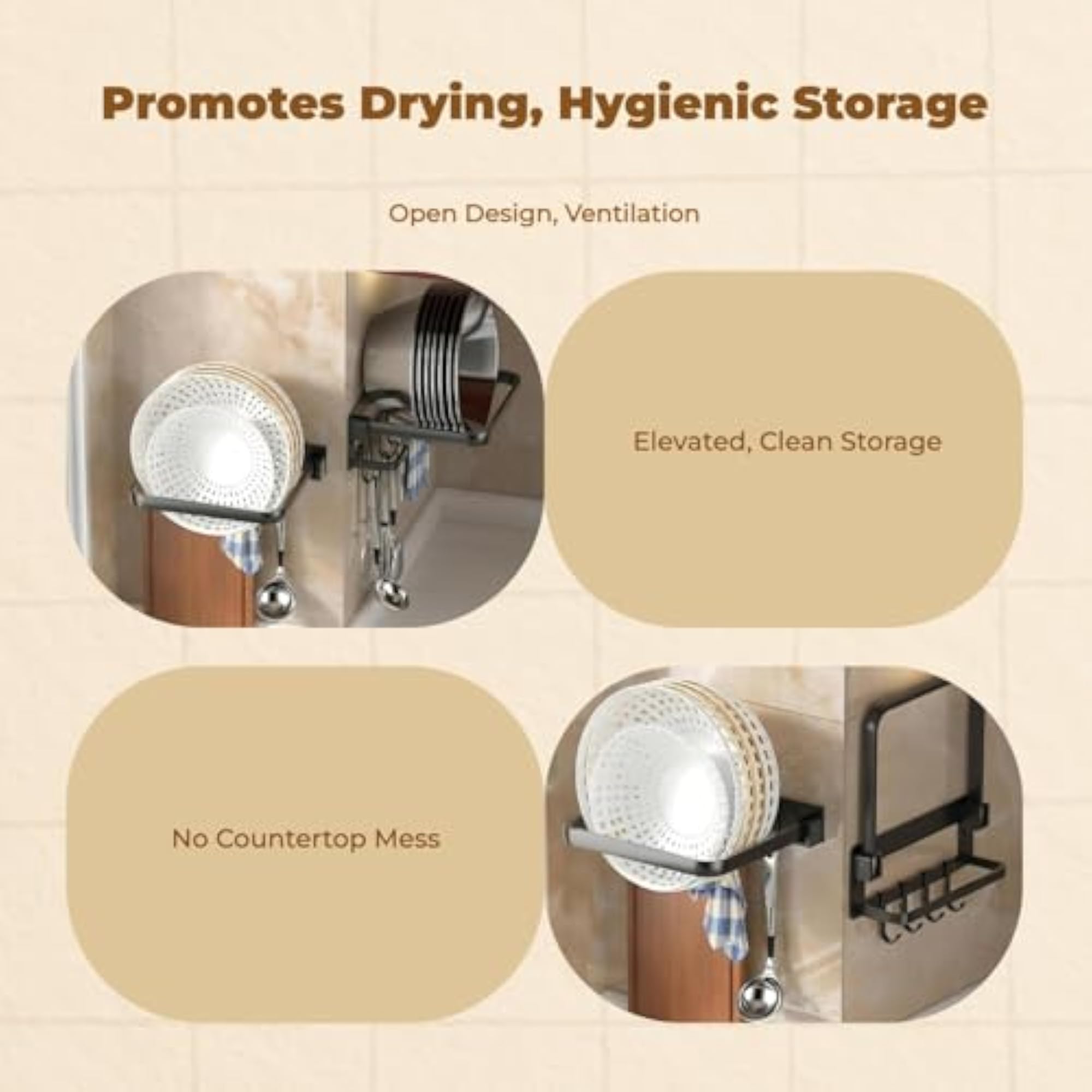Kitchen Storage Rack, No-Drill Hanging Shelf